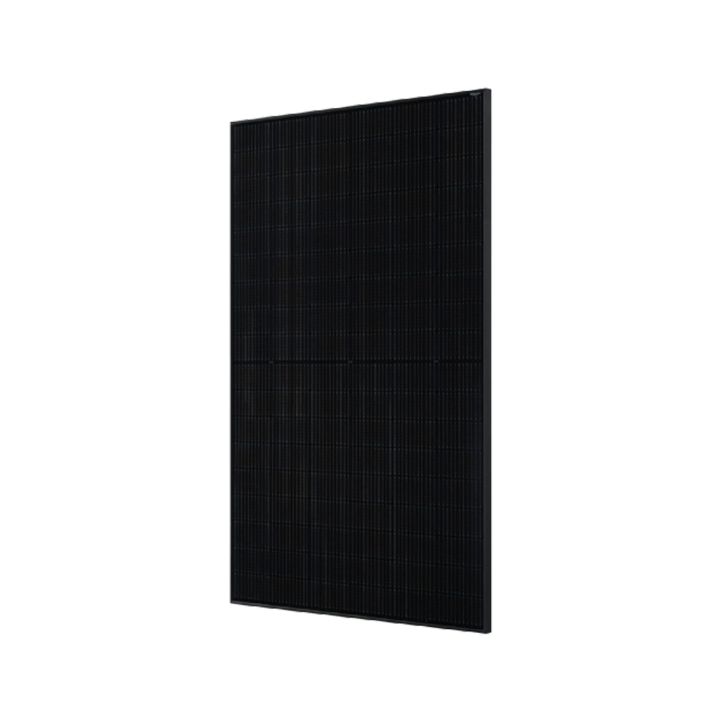 All black solcellepanel set fra siden
